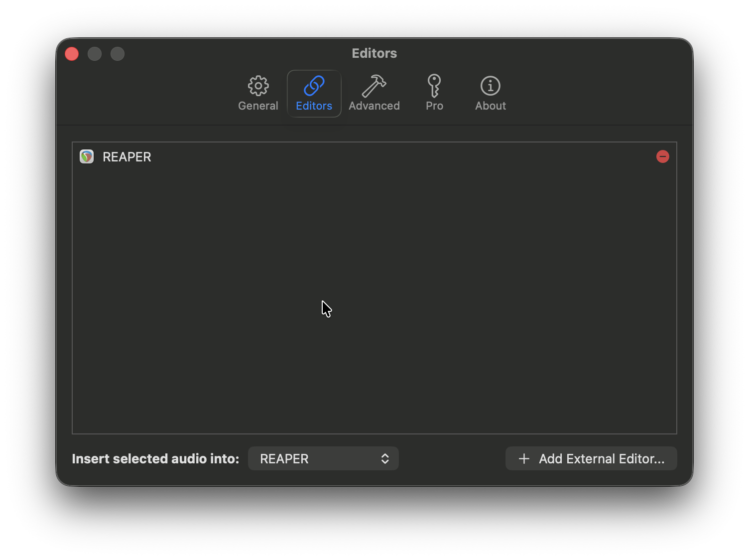 Add an external editor in Curlo Settings